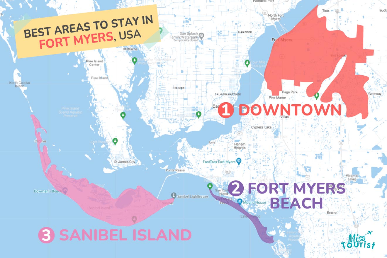 Map of best places to stay Fort Myers